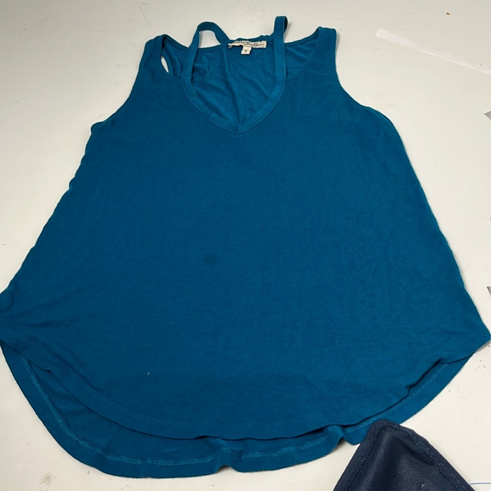 Express One Eleven Medium Blue V Neck Tank Top
